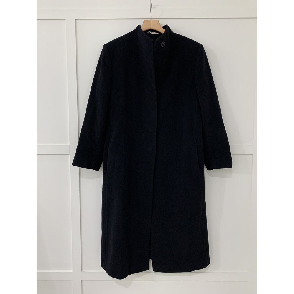 Vintage Womens Marvin Richards Wool Cashmere Blend Long Trench Coat Sz 10 Black